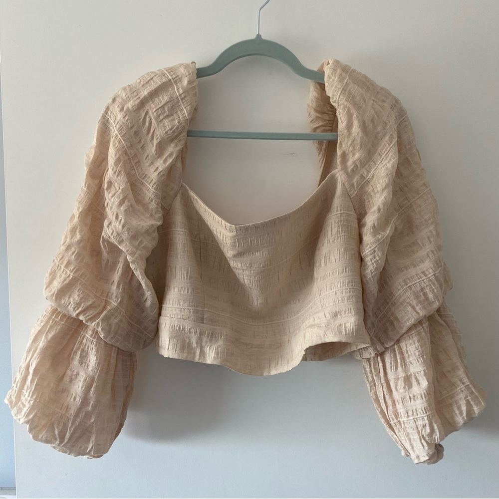 Puffy Sleeve Light Peach Brunch & Going Out Top